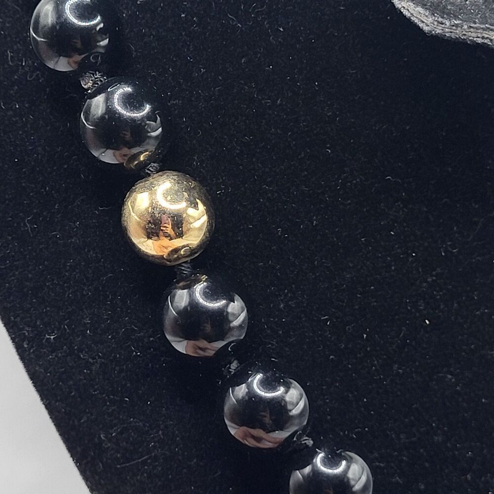 Vintage 80s Chunky Black Bead Necklace 28in
